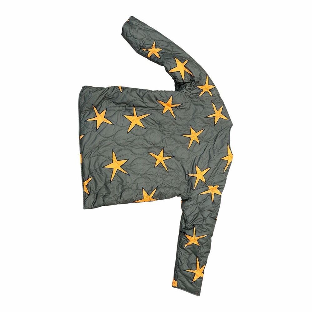 Easel Scribbly Stars Reversible‎ Jacket Quilted Fleece Pockets Green Size Small - Picture 4 of 9